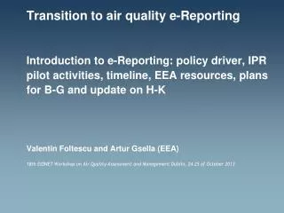 Transition to air quality e-Reporting