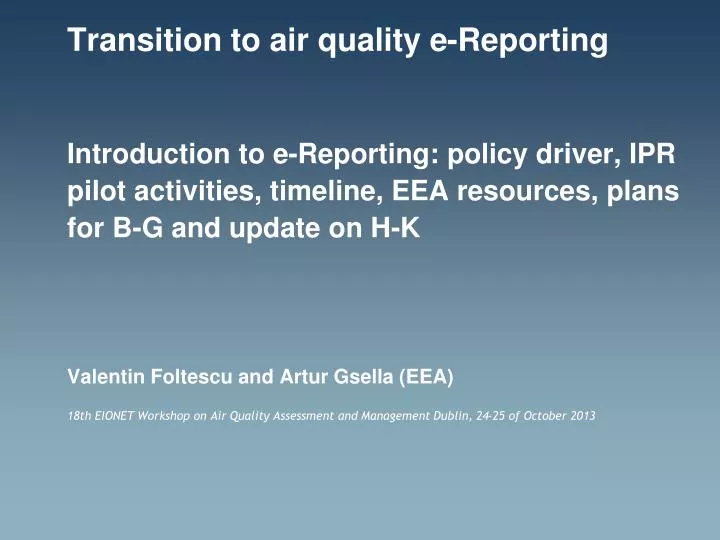 transition to air quality e reporting