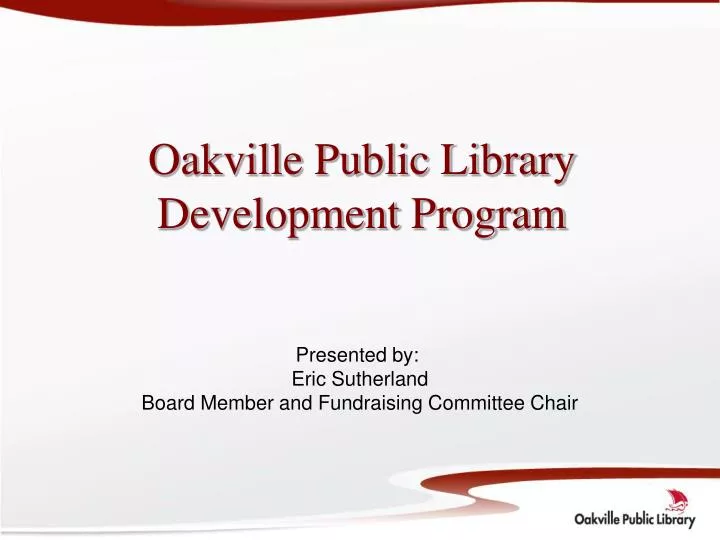 oakville public library development program