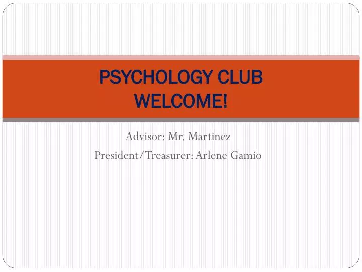 psychology club welcome