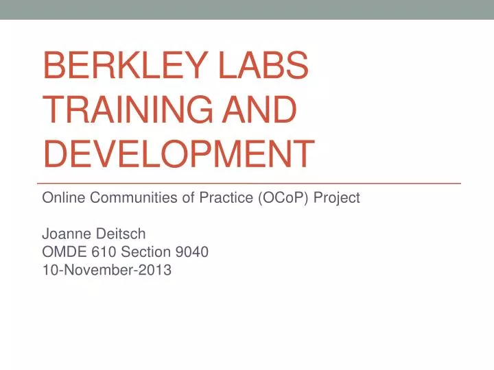 berkley labs training and development