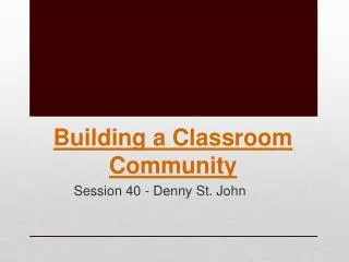 Building a Classroom Community