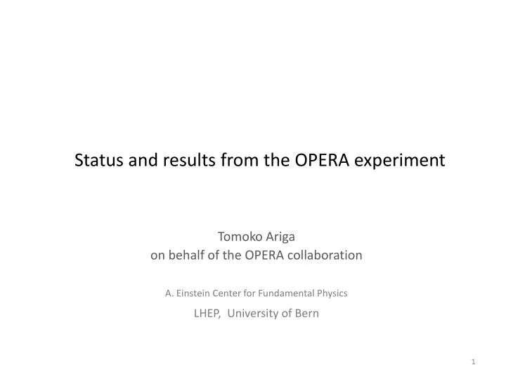 status and results from the opera experiment