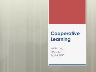 Cooperative Learning