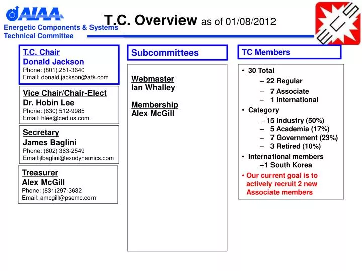 t c overview as of 01 08 2012