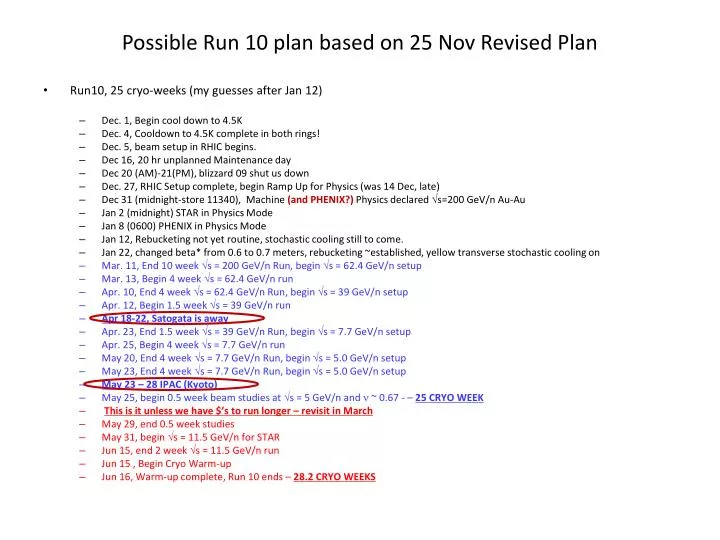 possible run 10 plan based on 25 nov revised plan