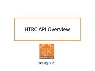 HTRC API Overview
