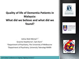 Quality of life of Dementia Patients in Malaysia: What did we believe and what did we found?