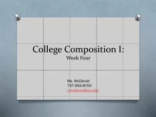 College Composition I: Week Four