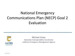 National Emergency Communications Plan (NECP) Goal 2 Evaluation