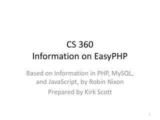CS 360 Information on EasyPHP