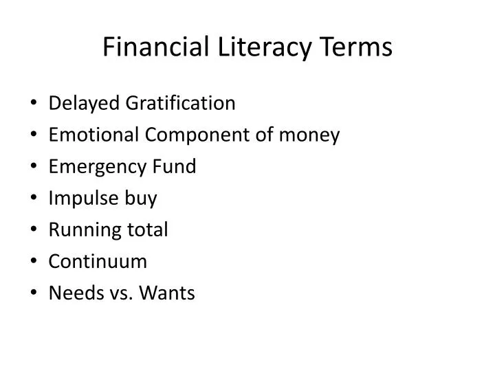 financial literacy terms