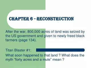 Chapter 6 - Reconstruction