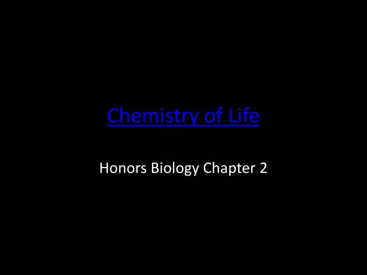 chemistry of life