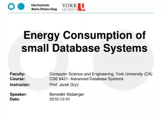 Energy Consumption of small Database Systems