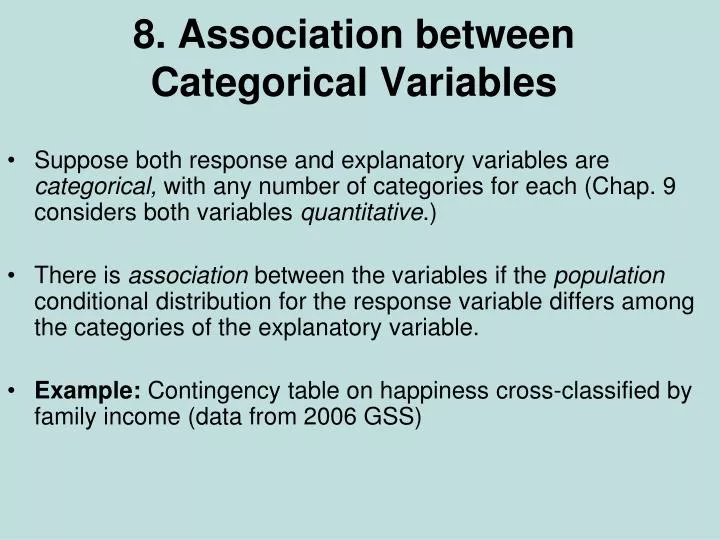 8 association between categorical variables