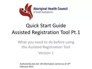 Quick Start Guide Assisted Registration Tool Pt.1