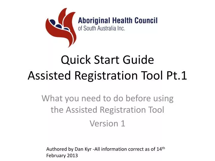 quick start guide assisted registration tool pt 1
