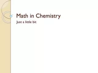 Math in Chemistry