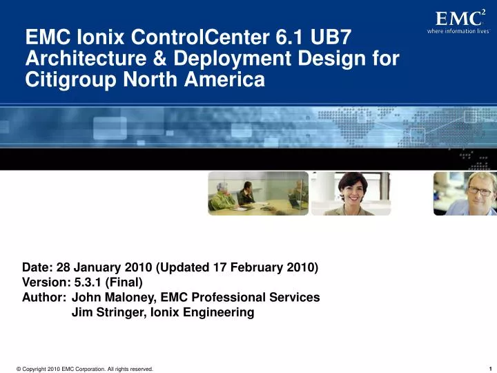emc ionix controlcenter 6 1 ub7 architecture deployment design for citigroup north america