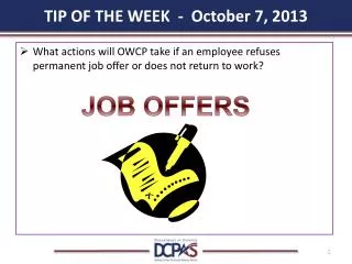 TIP OF THE WEEK - October 7, 2013