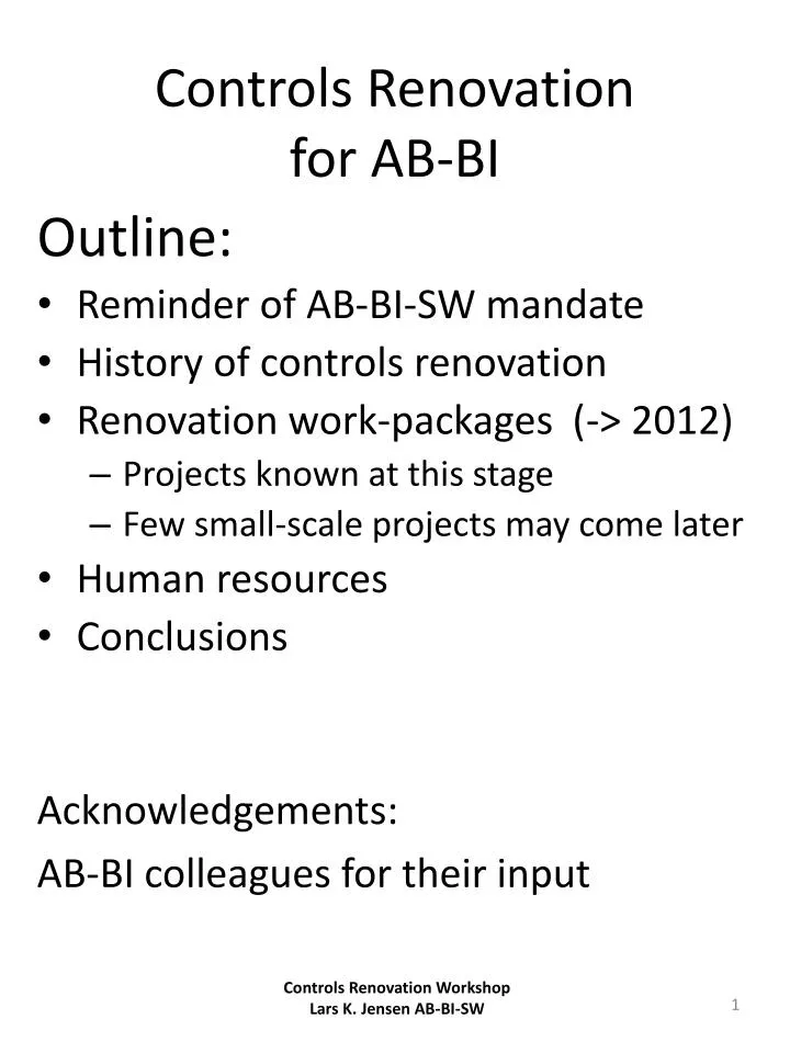controls renovation for ab bi