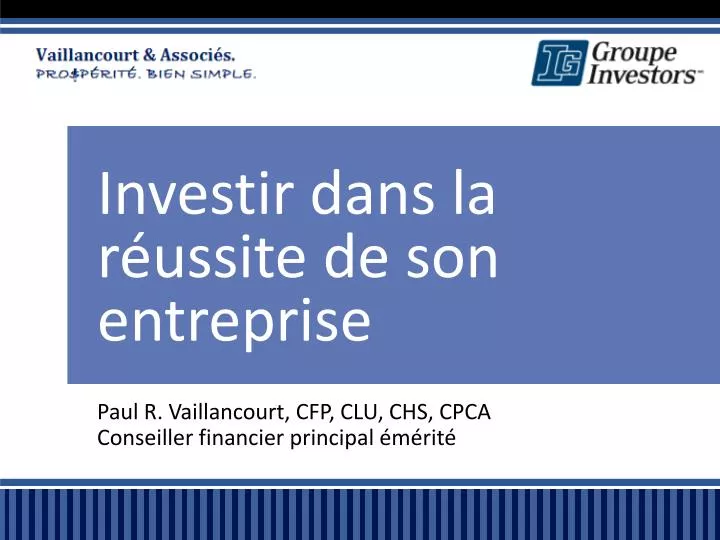 investir dans la r ussite de son entreprise