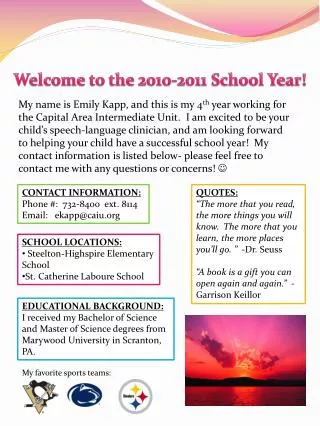 Welcome to the 2010-2011 School Year!