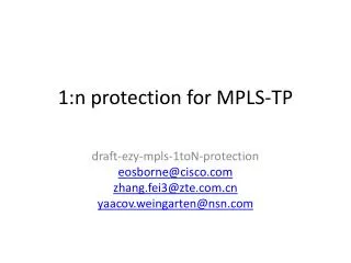 1:n protection for MPLS-TP