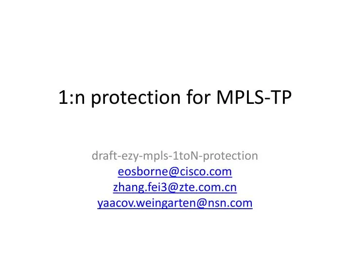 1 n protection for mpls tp