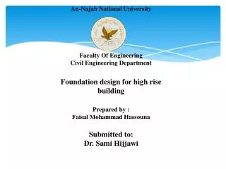 An-Najah National University Faculty Of Engineering Civil Engineering Department