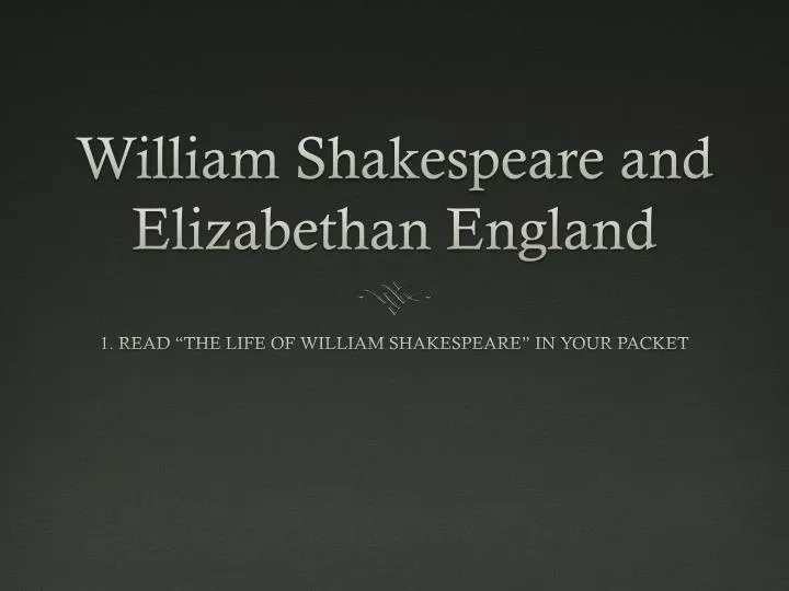william shakespeare and elizabethan england