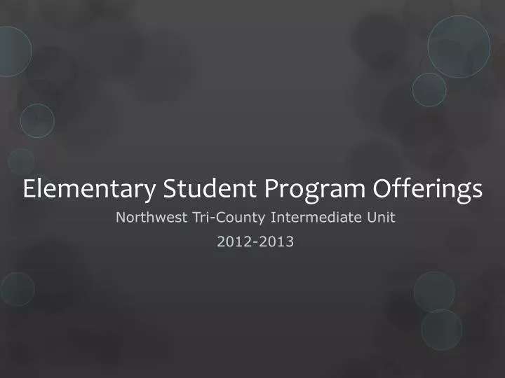 elementary student program offerings