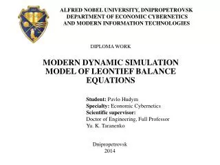 DIPLOMA WORK MODERN DYNAMIC SIMULATION MODEL OF LEONTIEF BALANCE EQUATIONS