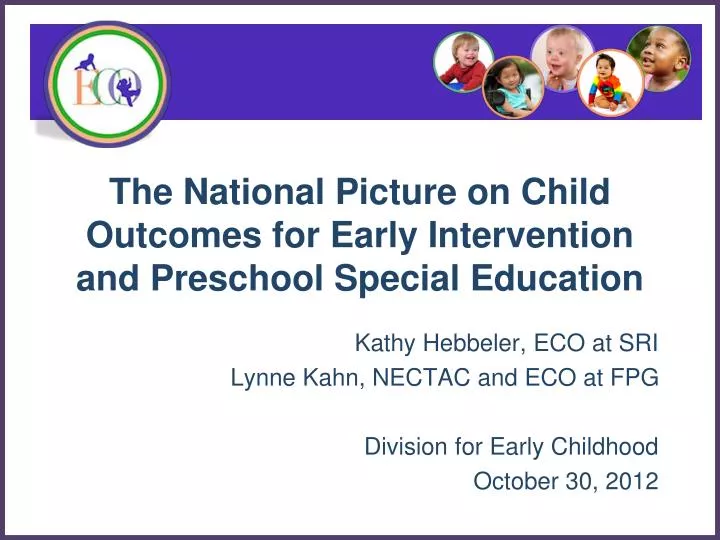 the national picture on child outcomes for early intervention and preschool special education