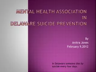 Mental Health Association in Delaware Suicide Prevention