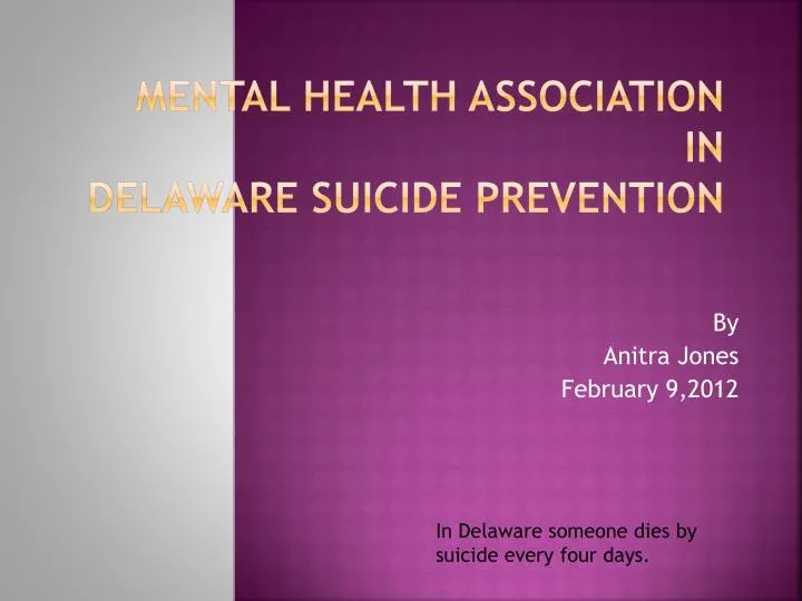 mental health association in delaware suicide prevention