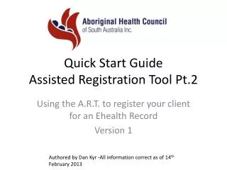 Quick Start Guide Assisted Registration Tool Pt .2