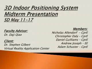 3D Indoor Positioning System Midterm Presentation SD May 11-17