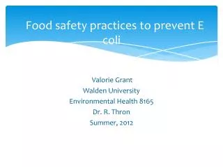 Food safety practices to prevent E coli