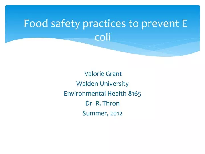 food safety practices to prevent e coli