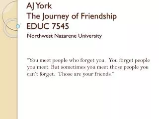 AJ York The Journey of Friendship EDUC 7545