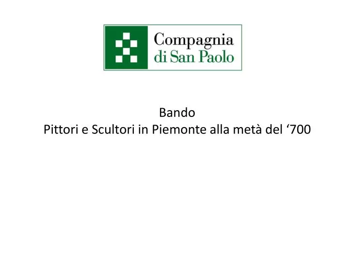 bando pittori e scultori in piemonte alla met del 700