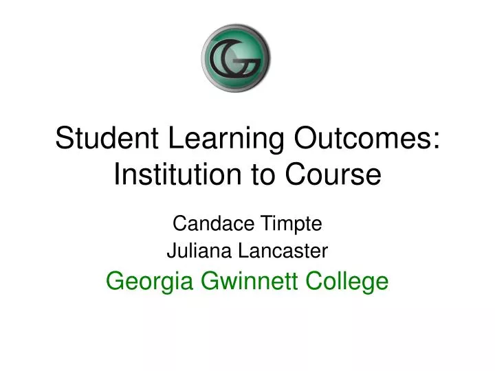 student learning outcomes institution to course