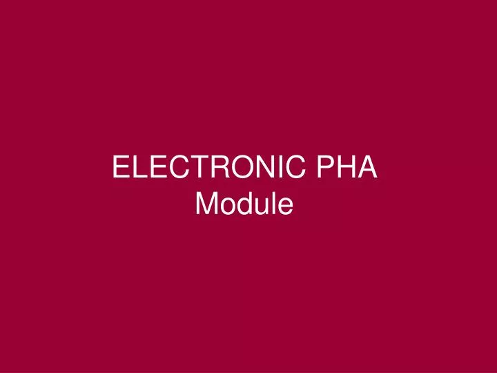 electronic pha module