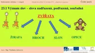 23.1 Význam slov – slova nadřazená, podřazená, souřadná