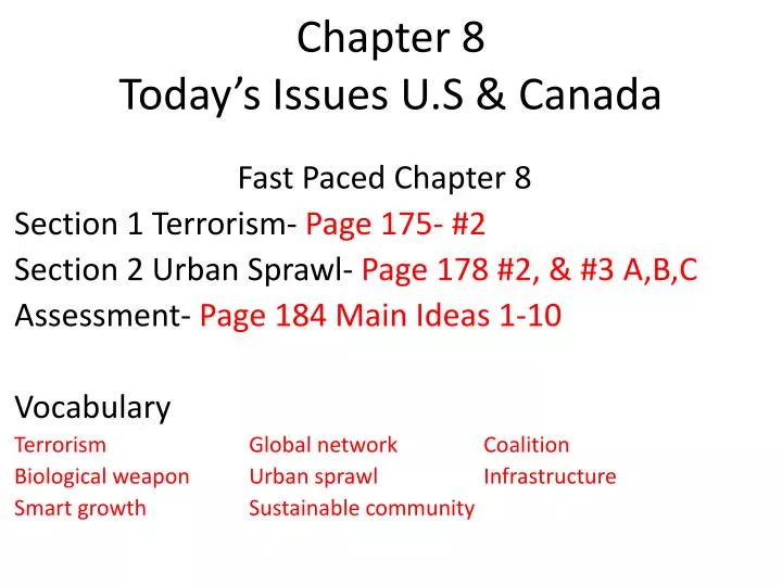 chapter 8 today s issues u s canada
