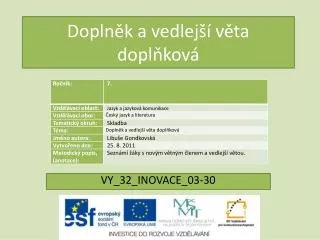 dopln k a vedlej v ta dopl kov