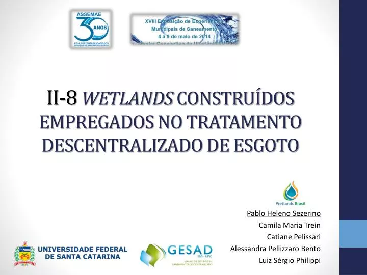 ii 8 wetlands constru dos empregados no tratamento descentralizado de esgoto