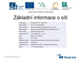 z kladn informace o s ti